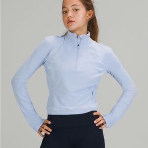 Lululemon Athletica Blue Fitted High Low Long Sleeve Top